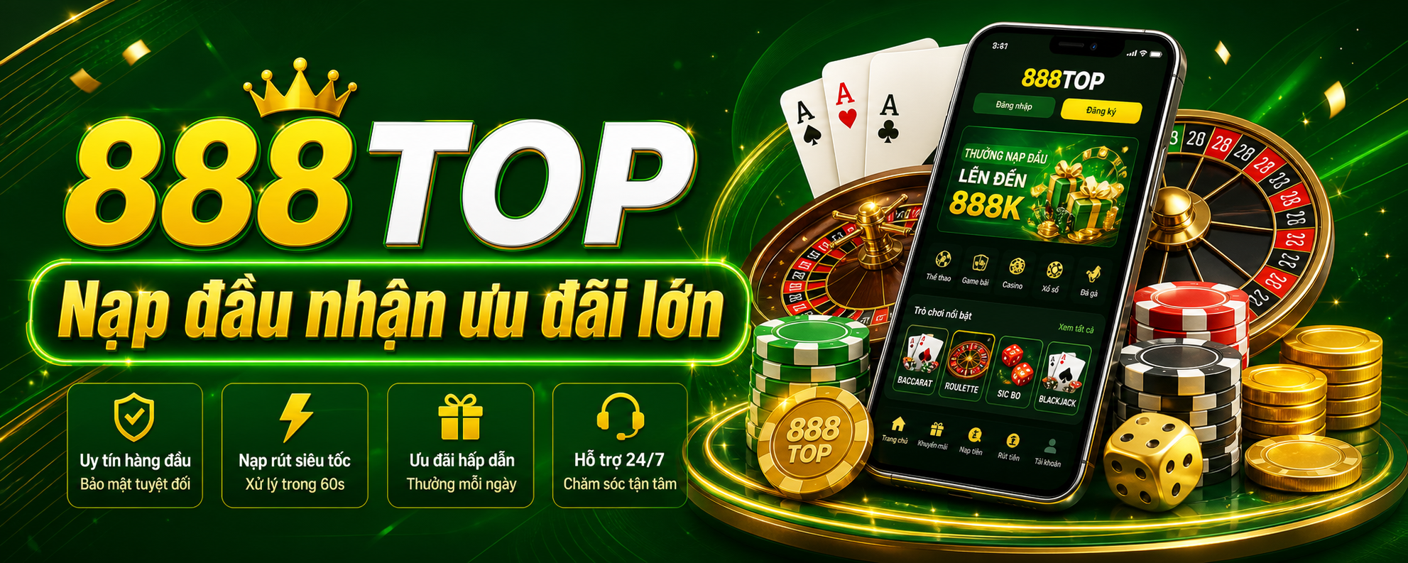 888TOP nạp đầu nhận ưu đãi lớn